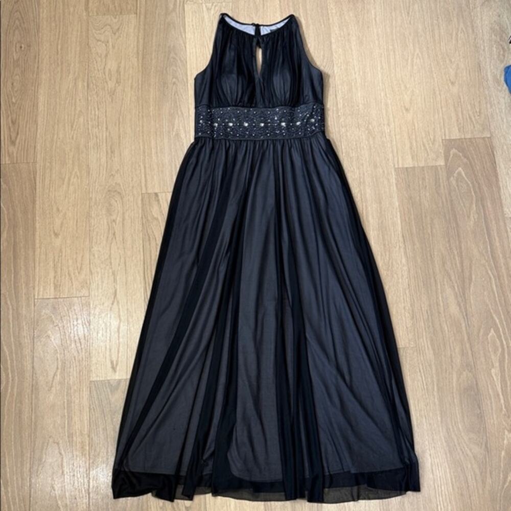 Jessica Howard Black Beaded Waist Evening Dress Size 12